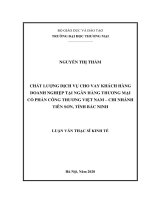 (Luận văn thạc sĩ TMU) chất lượng dịch vụ cho vay khách hàng doanh nghiệp tại ngân hàng TMCP công thương việt nam – chi nhánh tiên sơn, tỉnh bắc ninh 