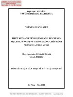 Thiết kế mạch tích hợp quang tử chuyển mạch 3x3 ứng dụng trong mạng ghép kênh phân chia theo mode (tt) 