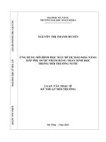 Ứng dụng mô hình học máy để dự báo khả năng hấp phụ dược phẩm bằng than sinh học trong môi trường nước 