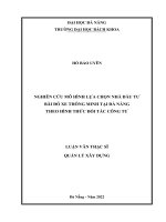 Nghiên cứu mô hình lựa chọn nhà đầu tư bãi đỗ xe thông minh tại đà nẵng theo hình thức đối tác công tư 