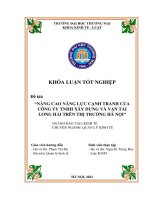 (Luận văn Đại học Thương mại) Nâng cao năng lực cạnh tranh của Công ty TNHH xây dựng và vận tải Long Hải trên thị trường Hà Nội