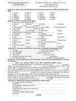 Đề kiểm tra học kì 1 môn tiếng anh lớp 9 năm 2011   2012 