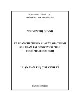 (Luận văn thạc sĩ TMU) kế toán chi phí sản xuất và giá thành sản phẩm bánh kẹo tại công ty cổ phần thực phẩm hữu nghị 