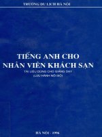 Tài liệu giảng dạy Tiếng Anh cho nhân viên khách sạn: Phần 1
