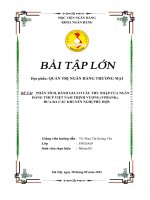 Phân tích, đánh giá thu nhập của ngân hàng VPbank và đưa ra các khuyến nghị phù hợp