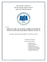 ĐỀ tài KHẢO sát NHU cầu sử DỤNG ví điện tử để THANH TOÁN của SINH VIÊN UEH TRONG THỜI kỳ COVID – 19 