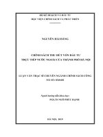 (Luận văn thạc sĩ) chính sách thu hút vốn đầu tư trực tiếp nước ngoài của thành phố hà nội 