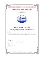 Báo Cáo Hệ Quản Trị CSDL  QUẢN LÍ BÁN LINH KIỆN MÁY TÍNH ONLINE