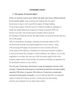 (Luận văn HV chính sách và phát triển) solutions of efficient improvement mobilization and use of FDI capital in hanoi 