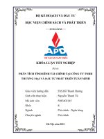 (Luận văn HV chính sách và phát triển) phân tích tình hình tài chính tại công ty TNHH thương mại và đầu tư phát triển tuấn minh 