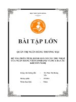 Phân tích, đánh giá cơ cấu thu nhập của ngân hàng vietcombank và đưa ra các khuyến nghị phù hợp