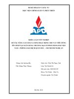 (Luận văn HV chính sách và phát triển) nâng cao chất lượng hoạt động cho vay tiêu dùng tín chấp tại ngân hàng TMCP hàng hải việt nam – PGD quán bàu – CN nghệ an 