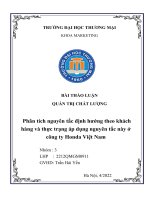 THẢO LUẬN QUẢN TRỊ CHẤT LƯỢNG Phân tích nguyên tắc định hướng theo khách hàng và thực trạng áp dụng nguyên tắc này ở công ty Honda Việt Nam