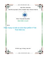 TIỂU LUẬN đề tài thực trạng vệ sinh an toàn thực phẩm ở việt nam hiện nay 