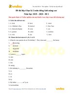 de thi lop 4 hoc ki 2 mon tieng anh nang cao de 1 