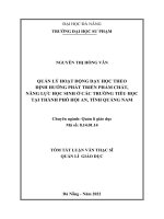 Quản lý hoạt động dạy học theo định hướng phát triển phẩm chất, năng lực học sinh ở các trường tiểu học tại thành phố hội an tỉnh quảng nam 1 