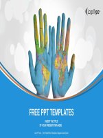 ( mẫu powerpoint ) world map painted on hands powerpoint templates widescreen 