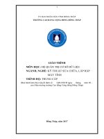 Giáo trình Hệ quản trị cơ sở dữ liệu (Ngành Kỹ thuật sửa chữa, lắp ráp máy tính  Trung cấp)
