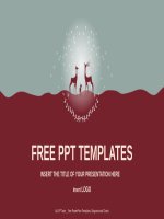 ( mẫu powerpoint ) christmas card with deer family recreation PPT templates widescreen 