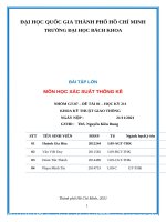 BÀI tập lớn môn học xác SUẤT THỐNG kê ước lượng các hệ số hồi quy trong mô hình hồi quy tuyến tính đơn 