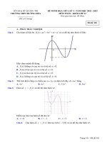 Đề minh họa giữa kì 1 Toán 12 năm 2022 – 2023 trường THPT Hướng Hóa – Quảng Trị