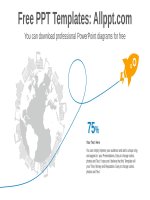 ( mẫu powerpoint ) earth flying rocket PPT diagram 