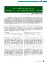 Một số kết quả ứng dụng phân bón vi lượng đất hiếm trên cây trồng