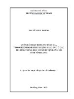Quản lý hoạt động tự đánh giá trong kiểm định chất lượng giáo dục ở các trường trung học cơ sở huyện long hồ tỉnh vĩnh long 