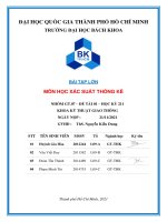 BÀI tập lớn môn học xác SUẤT THỐNG kê ước lượng các hệ số hồi quy trong mô hình hồi quy tuyến tính đơn 