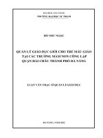 Quản lý giáo dục giới cho trẻ mẫu giáo tại các trường mầm non công lập quận hải châu thành phố đà nẵng  