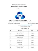 BÁO cáo THÍ NGHIỆM hóa lý  bài 1 nhiệt phản ứng  bài 2 hấp phụ trên ranh giới lỏng – rắn 