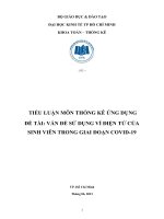 TIỂU LUẬN môn THỐNG kê ỨNG DỤNG đề tài vấn đề sử DỤNG ví điện tử của SINH VIÊN TRONG GIAI đoạn COVID 19 