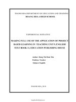 Making full use of the application of project based learning in teaching unit 9, English text book 1...
