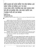 Mối quan hệ giữa niềm tin vào năng lực bản thân va năng lực tự học của sinh viên Trường Đại học Khoa học Xã hội và nhân văn, Đại học Quốc gia Thành phố Hồ Chí Minh