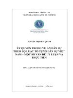 khoá luận Ủy quyền trong vụ án dân sự theo Bộ luật tố tụng dân sự Việt Nam-Một số vấn đề lý luận và thực tiễn