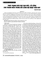 Thực trạng giáo dục đạo đức, lối sống cho thanh niên trong bối cảnh hội nhập hiện nay