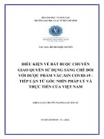 Khoá luận điều kiện về bắt buộc chuyển giao quyền sử dụng sáng chế đối với dược phẩm vắc xin covid 19  tiếp cận từ góc nhìn pháp lý và thực tiễn của việt nam