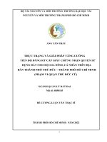 THỰC TRẠNG và GIẢI PHÁP TĂNG CƯỜNG TIẾN độ ĐĂNG ký cấp GIẤY CHỨNG NHẬN QUYỀN sử DỤNG đất CHO hộ GIA ĐÌNH, cá NHÂN TRÊN địa bàn THÀNH PHỐ THỦ đức   THÀNH PHỐ hồ CHÍ MINH 