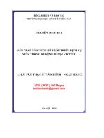 Luận văn thạc sĩ Tài chính ngân hàng: Giải pháp tài chính để phát triển dịch vụ viễn thông di động 5G tại Viettel