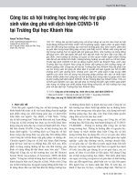 Công tác xã hội trường học trong việc trợ giúp sinh viên ứng phó với dịch bệnh COVID-19 tại Trường Đại học Khánh Hòa