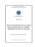 khoá luận Bảo vệ người thứ ba ngay tình khi giao dịch dân sự vô hiệu theo Bộ luật Dân sự năm 2015