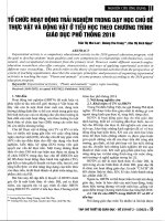 Tổ chức hoạt động trải nghiệm trong dạy học chủ đề Thực vật và Động vật ở tiêu học theo Chương trình giáo dục phổ thông 2018