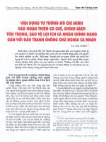 Vận dụng tư tưởng hồ chí minh vào hoàn thiện cơ chế, chính sách tôn trọng, bảo vệ lợi ích cá nhân chính đáng gắn với đấu tranh chống chủ nghĩa cá nhân 