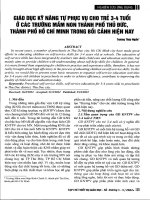 Giáo dục kỹ năng tự phục vụ cho trẻ 3 4 tuổi ở các trường mầm non thành phố thủ đức, thành phố hồ chí minh trong bối cảnh hiện nay 