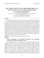 Đặc tính gây độc của cao chiết không phân cực từ cây ngải cứu lên ấu trùng tôm artemia