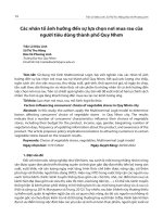 Các nhân tố ảnh hưởng đến sự lựa chọn nơi mua rau của người tiêu dùng thành phố Quy Nhơn