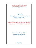 Tiểu luận Tính thống nhất của cơ quan quyền lực nhà nước trong quản lý nhà nước ở Việt Nam hiện nay