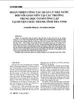 3 hoàn thiện công tác quản lý nhà nước đối với giáo viên tại các trường trung học cơ sở công lập tại huyện châu thành, tỉnh trà vinh 