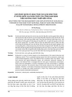 Giải pháp quản lý, khai thác du lịch sinh thái ở vườn quốc gia xuân thủy của tỉnh nam định theo hướng phát triển bền vững 