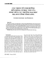 Các nhân tố ảnh hưởng đến động cơ học tập của sinh viên các trường đại học địa bàn tỉnh vĩnh long 